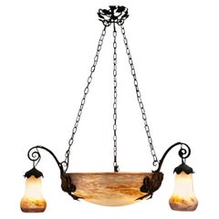 Lustre Art nouveau français signé Muller Freres Luneville