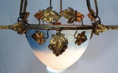 Lustre Art nouveau français signé, Rethondes, région des Hauts de France