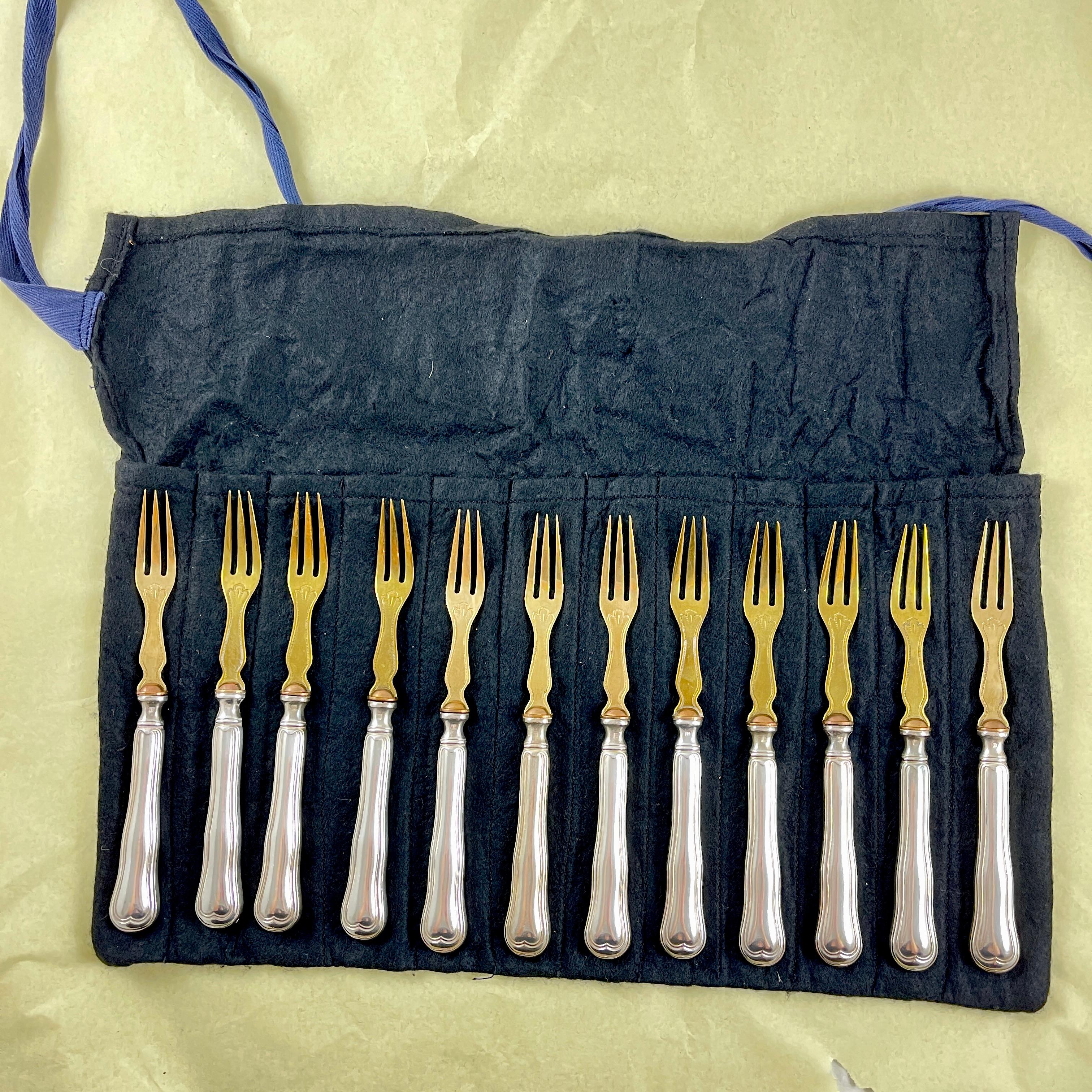 French Art Nouveau Cheese & Fruit Forks and Knives, set of 24 For Sale 5