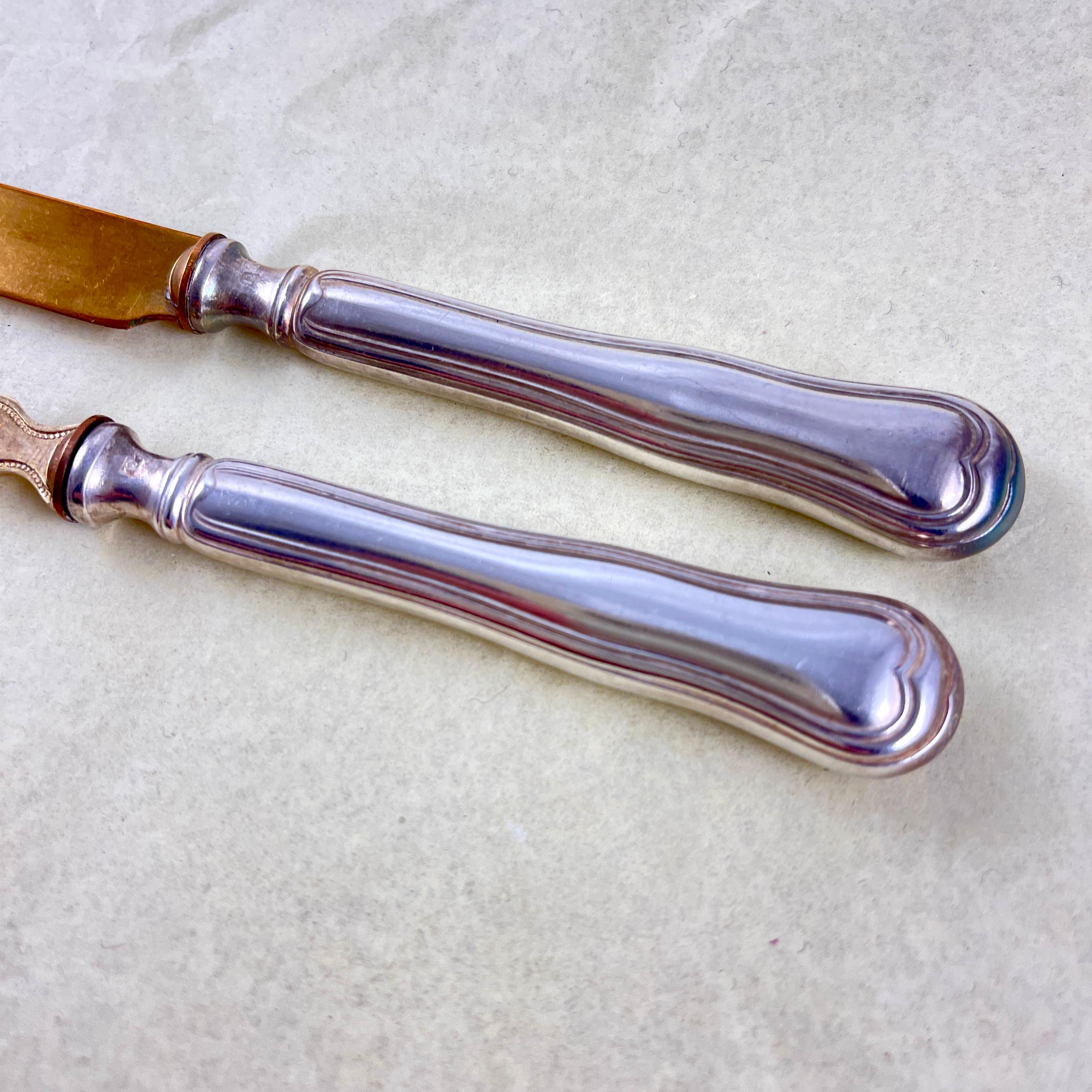 French Art Nouveau Cheese & Fruit Forks and Knives, set of 24 For Sale 1