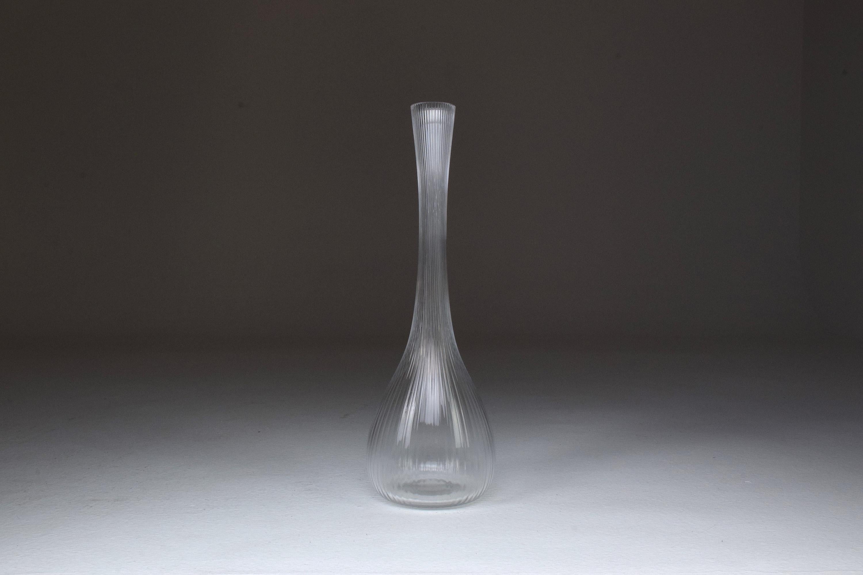 Art Nouveau French Clear Glass Vase by Daum, France, 1970s For Sale