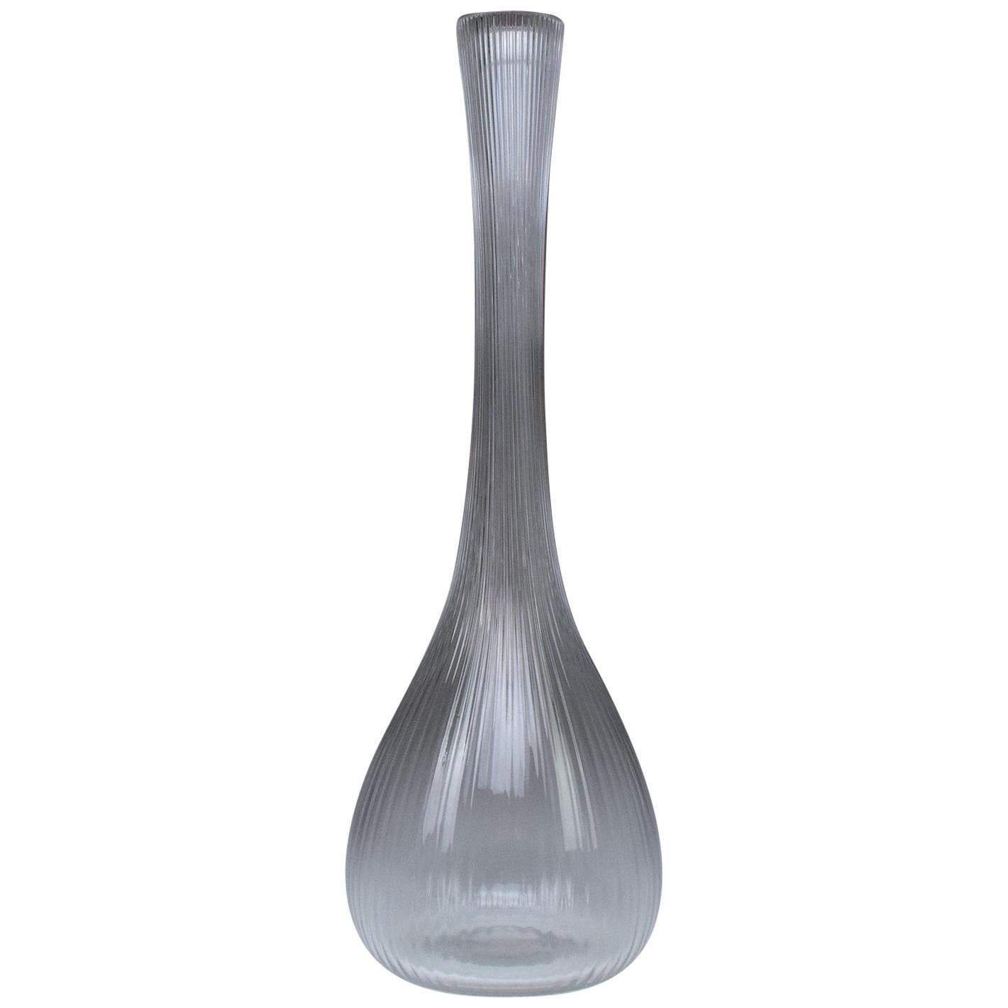 French Art Nouveau Clear Glass Vase by Daum, France, 1970s