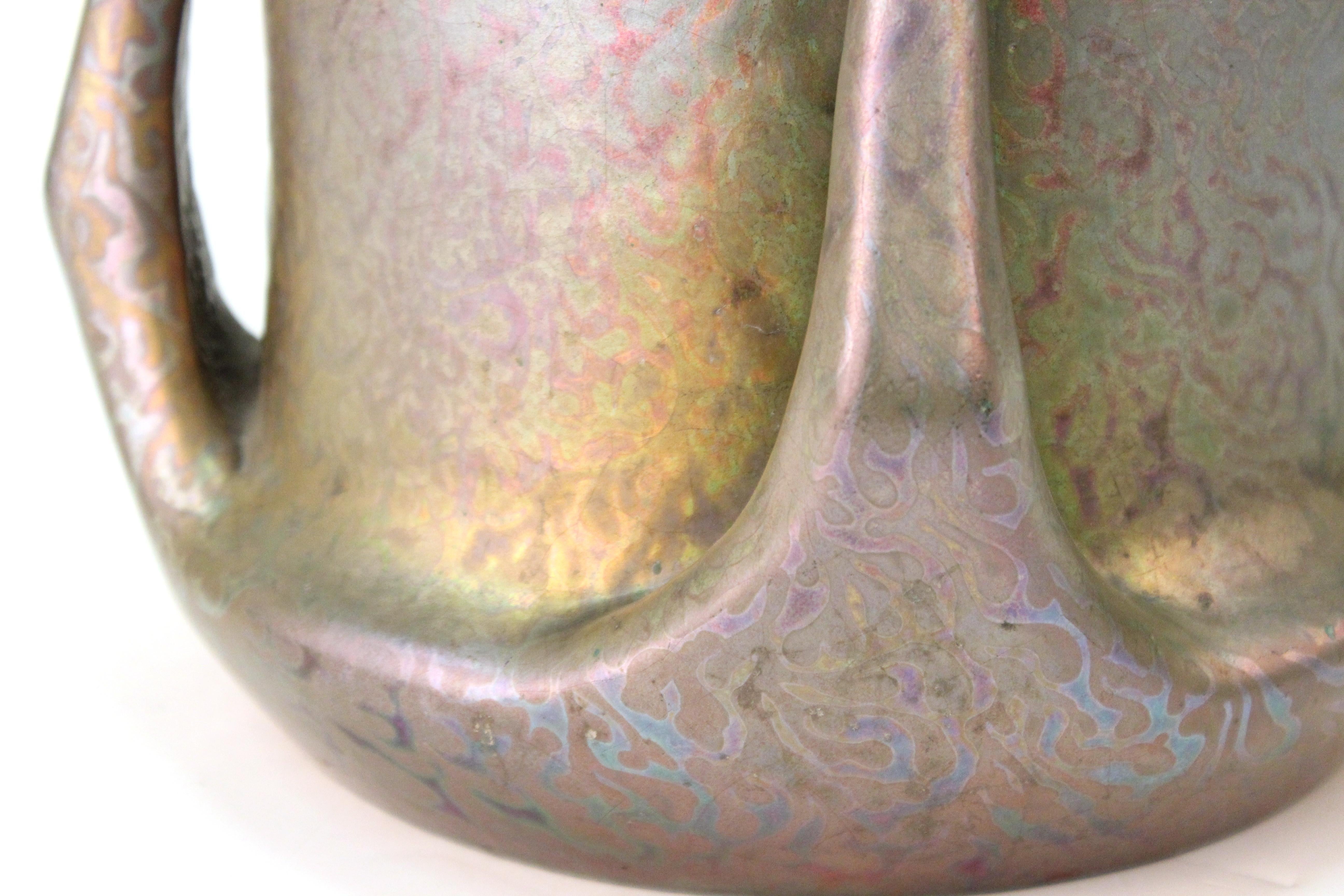 French Art Nouveau Clement Massier 'Golfe-Juan' Ceramic Luster Vase 2