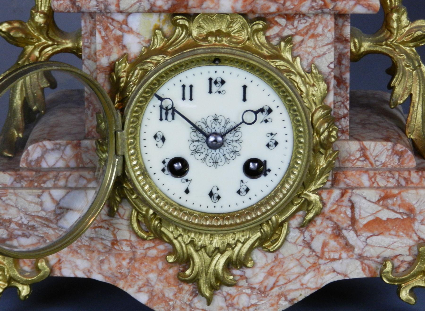 French Art Nouveau Clock Set 'Poésie' 'Ch Ruchot' by Japy Freres For Sale 2