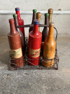 French Art Nouveau Cone Game with Wooden Skittles in the Form of Bottles