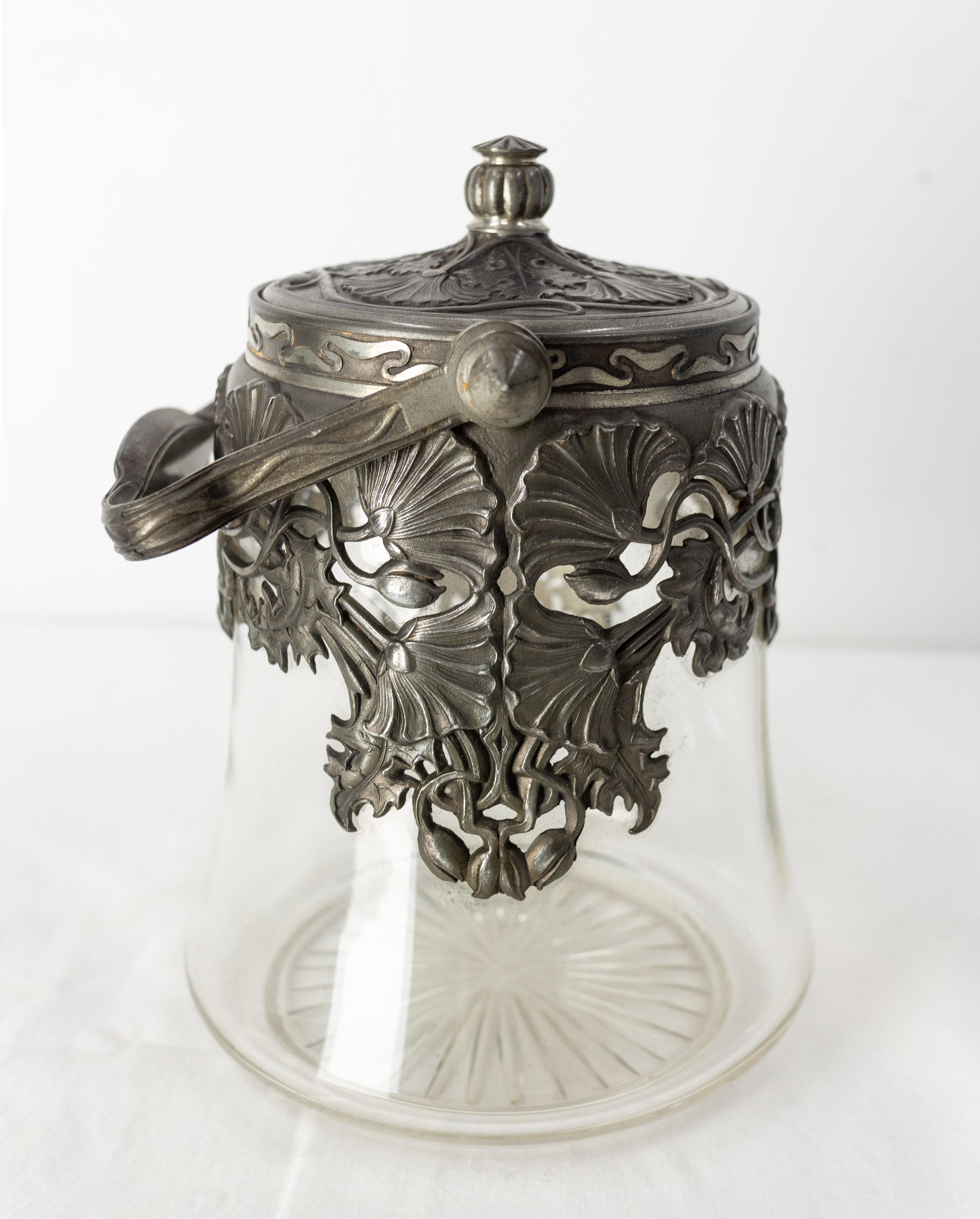French Art Nouveau Cookie Jar Glass  1