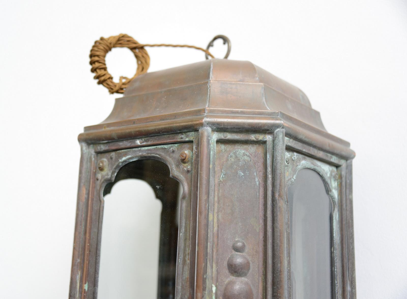 Early 20th Century French Art Nouveau Copper Lantern, circa 1900