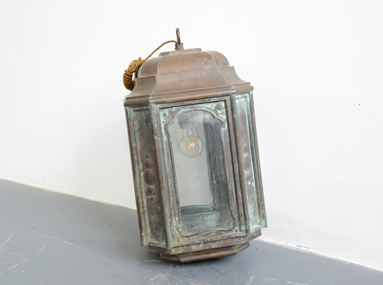 French Art Nouveau Copper Lantern, circa 1900 3