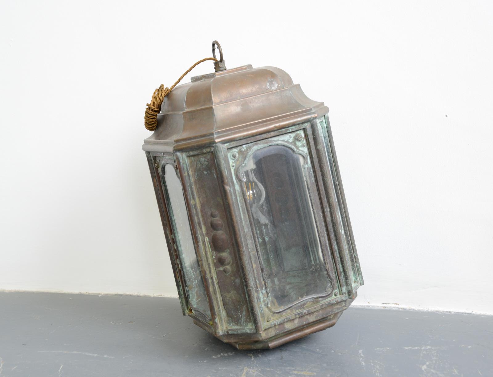 French Art Nouveau Copper Lantern, circa 1900 4
