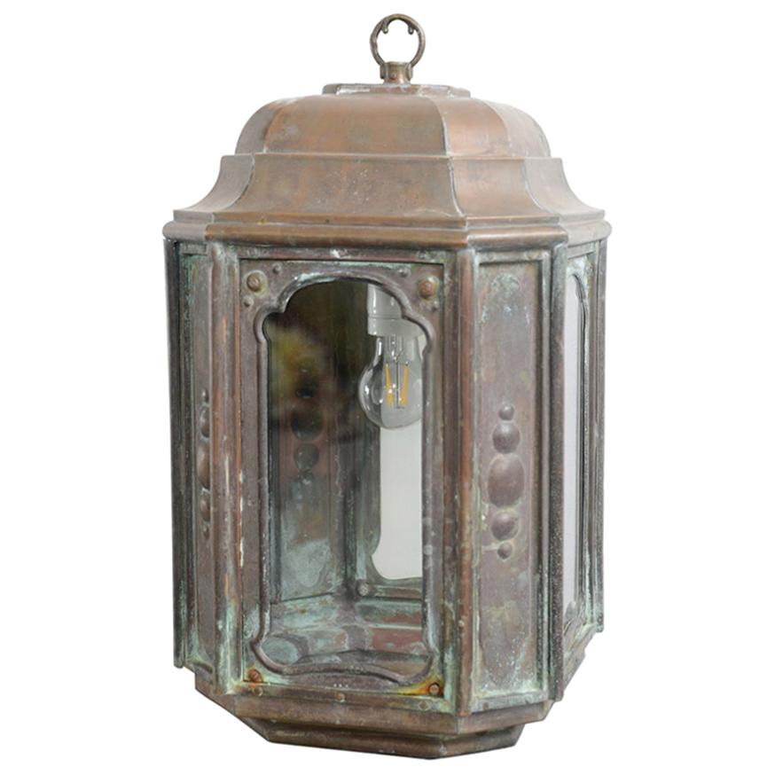 French Art Nouveau Copper Lantern, circa 1900
