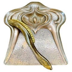 Plateau et écharpe de table en cuivre Art Nouveau français