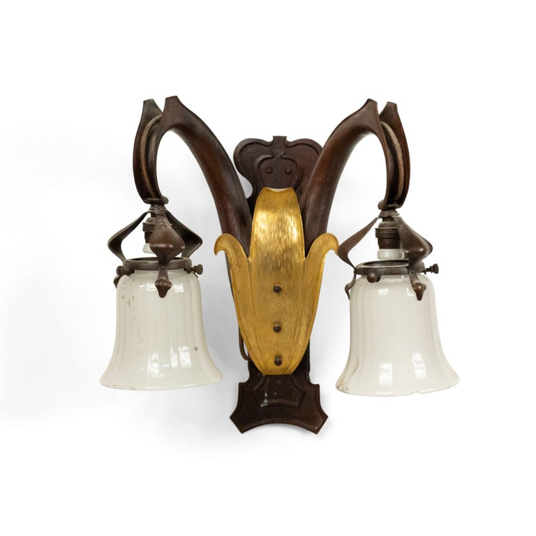 French Art Nouveau Copper Wall Sconces For Sale at 1stDibs art