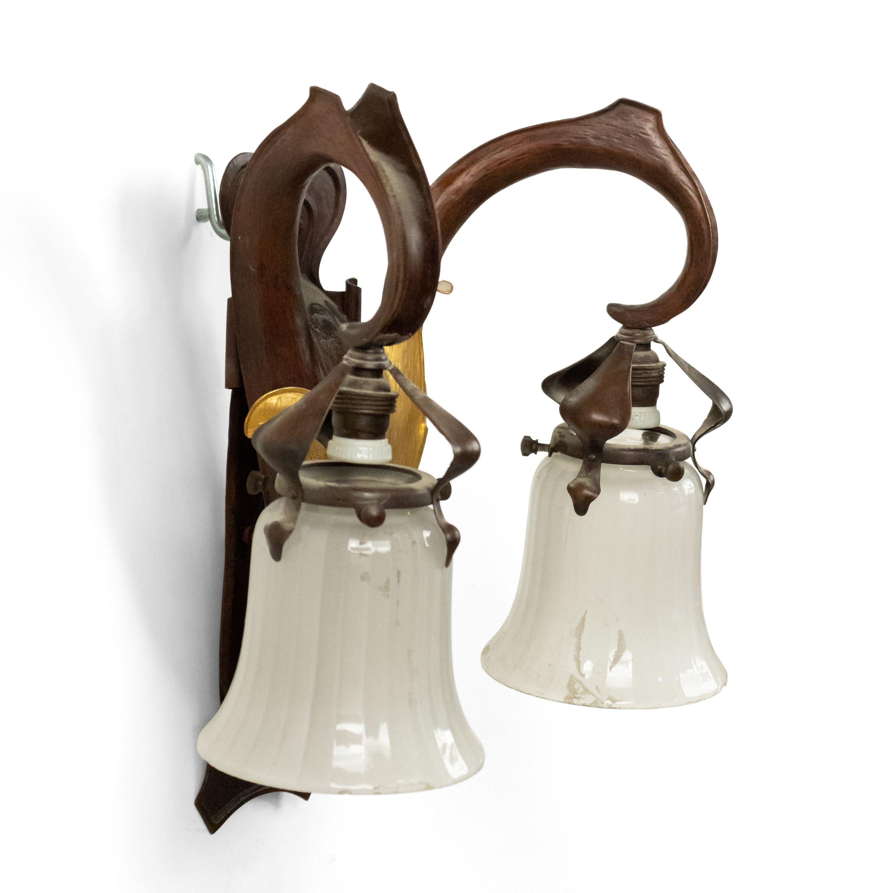 19th Century French Art Nouveau Copper Wall Sconces For Sale