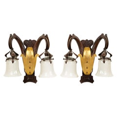 Applique da parete in rame in stile Art Nouveau francese