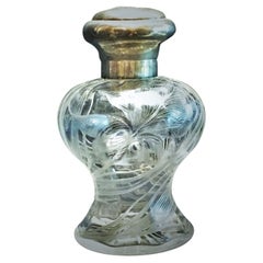 Antique French Art Nouveau Crystal and Silver Perfume Bottle, circa 1900