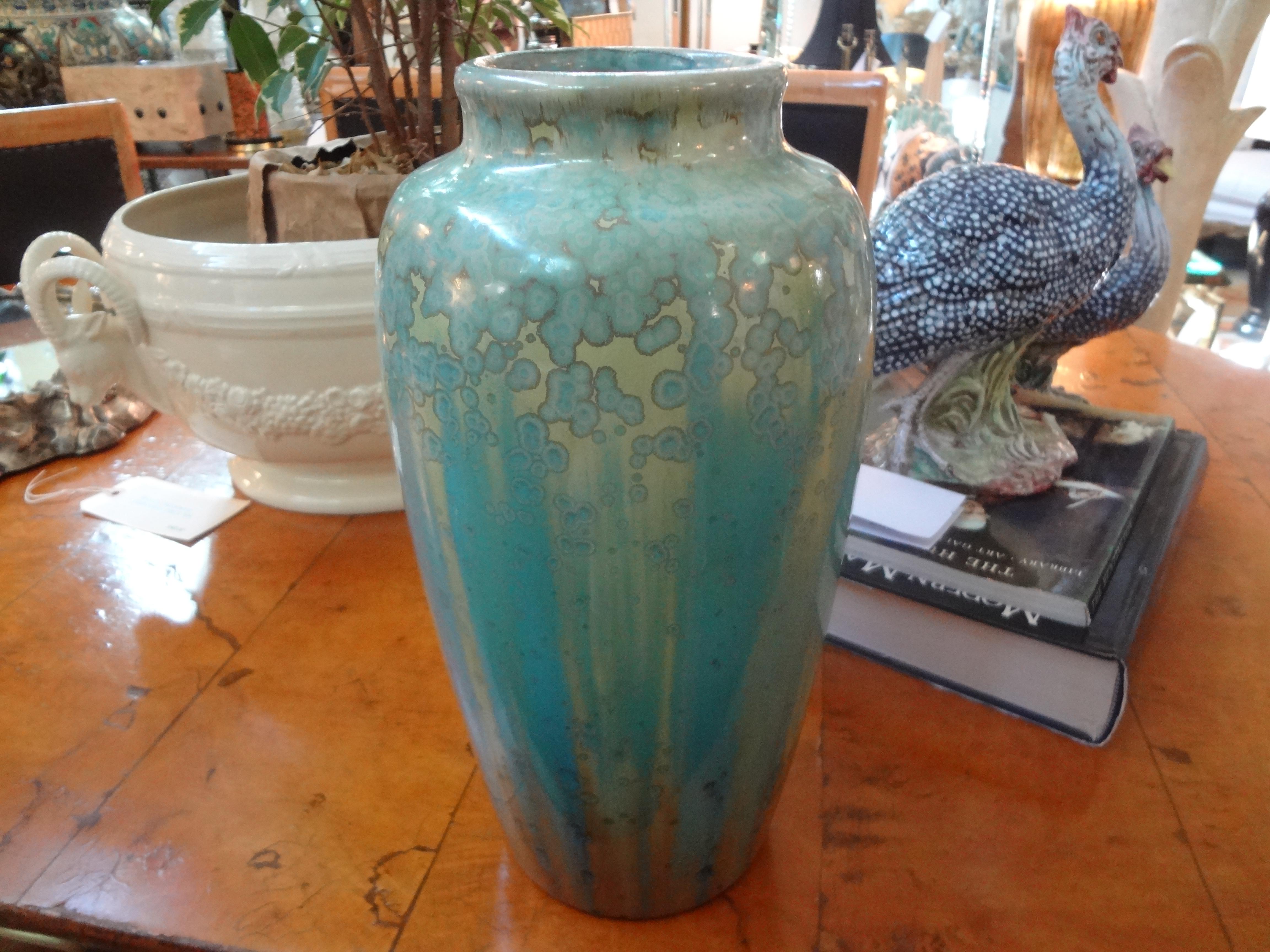 French Art Nouveau Crystalline Glazed Pottery Vase by Pierrefonds 7