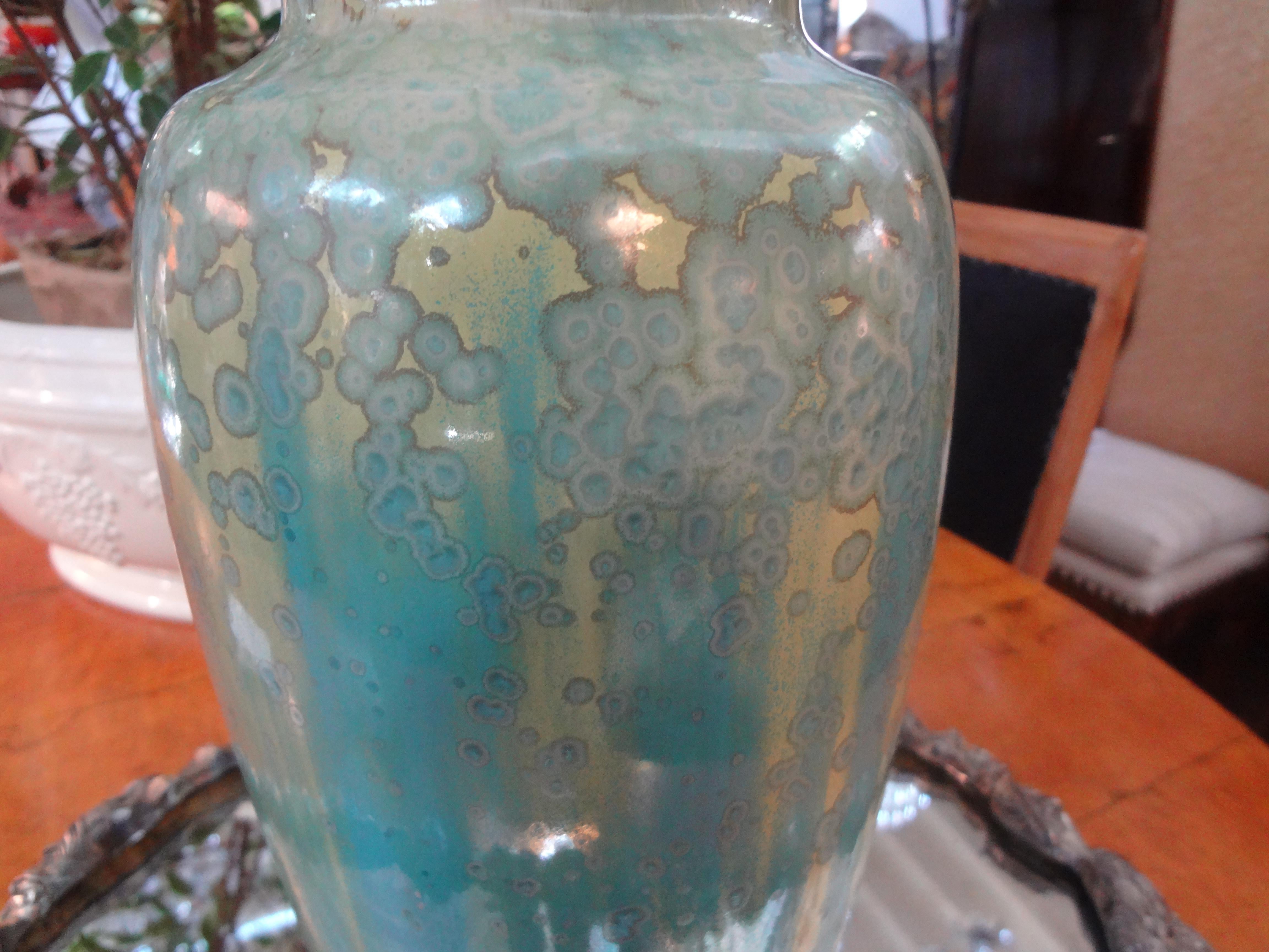 19th Century French Art Nouveau Crystalline Glazed Pottery Vase by Pierrefonds