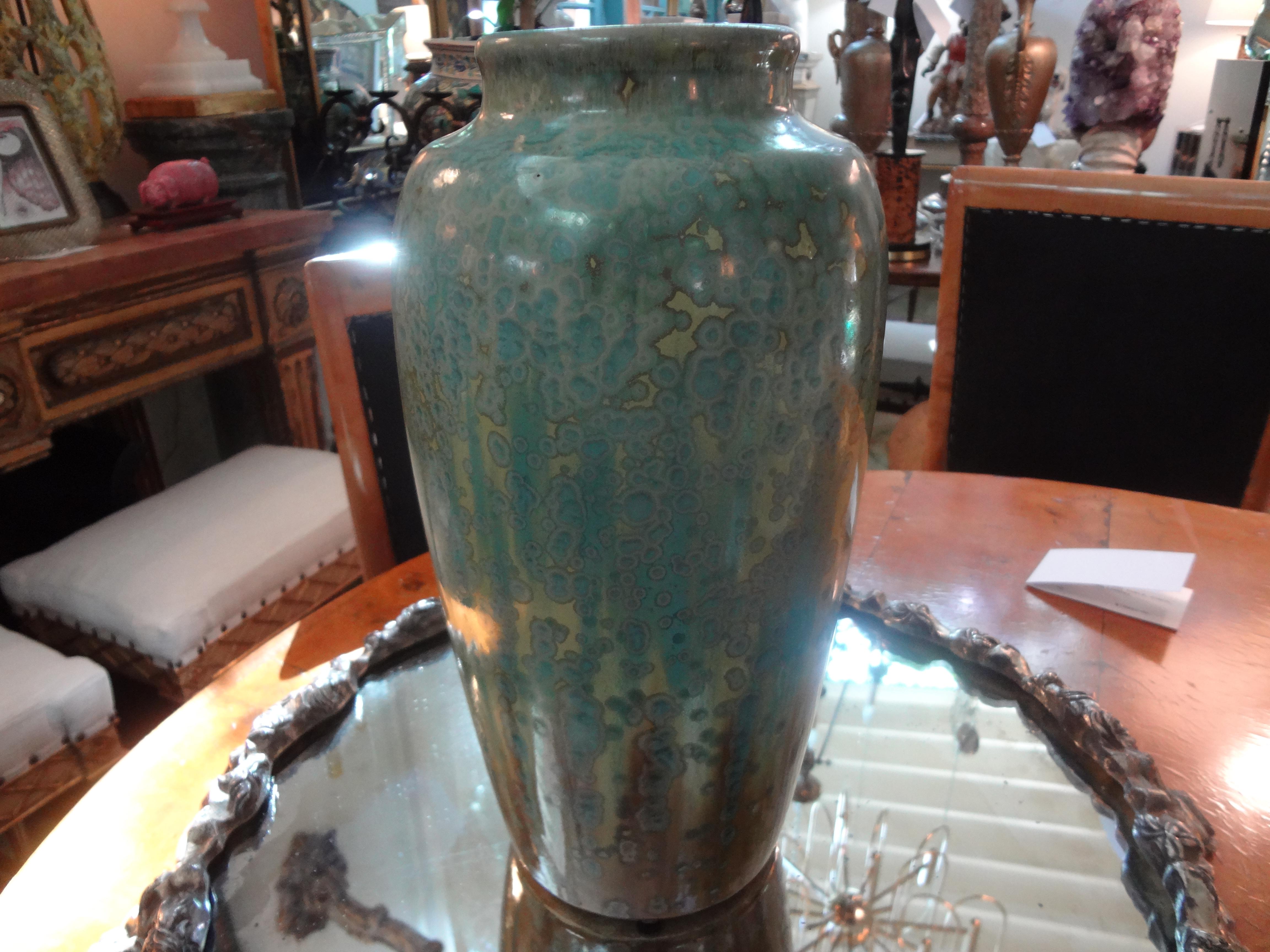 French Art Nouveau Crystalline Glazed Pottery Vase by Pierrefonds 2