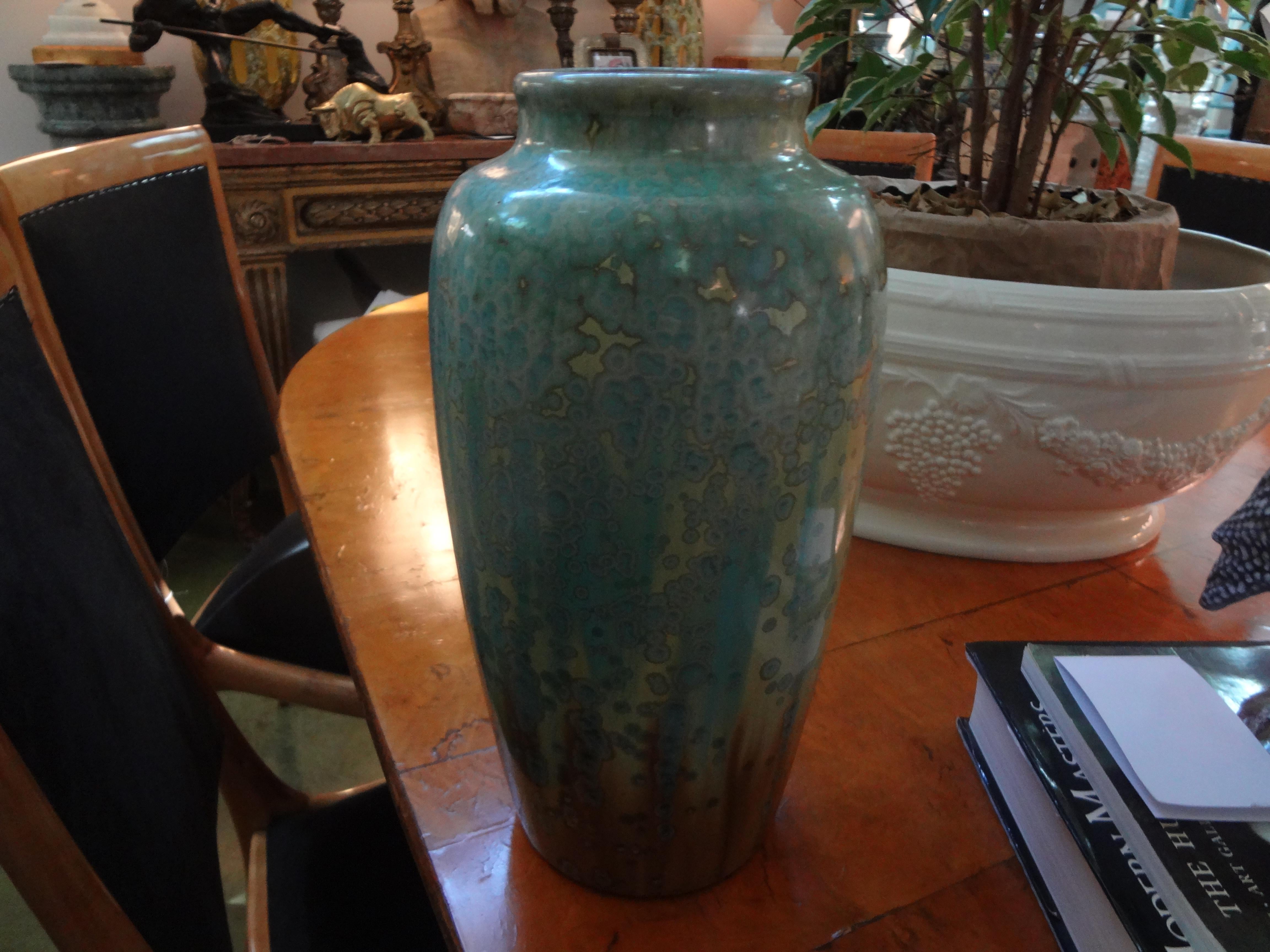 French Art Nouveau Crystalline Glazed Pottery Vase by Pierrefonds 3