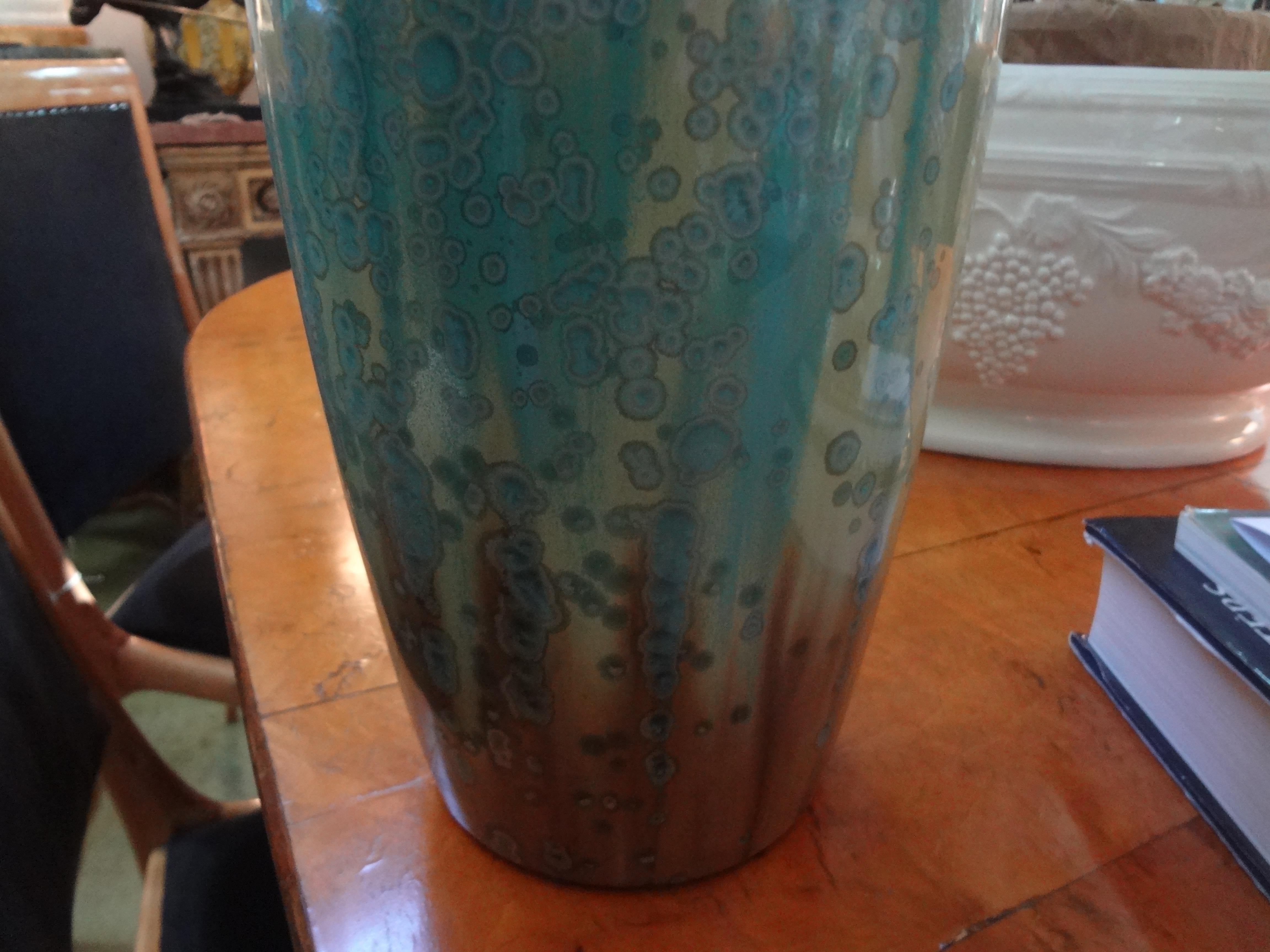 French Art Nouveau Crystalline Glazed Pottery Vase by Pierrefonds 4