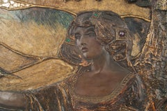 French Art Nouveau Polychromed Wall Plaque