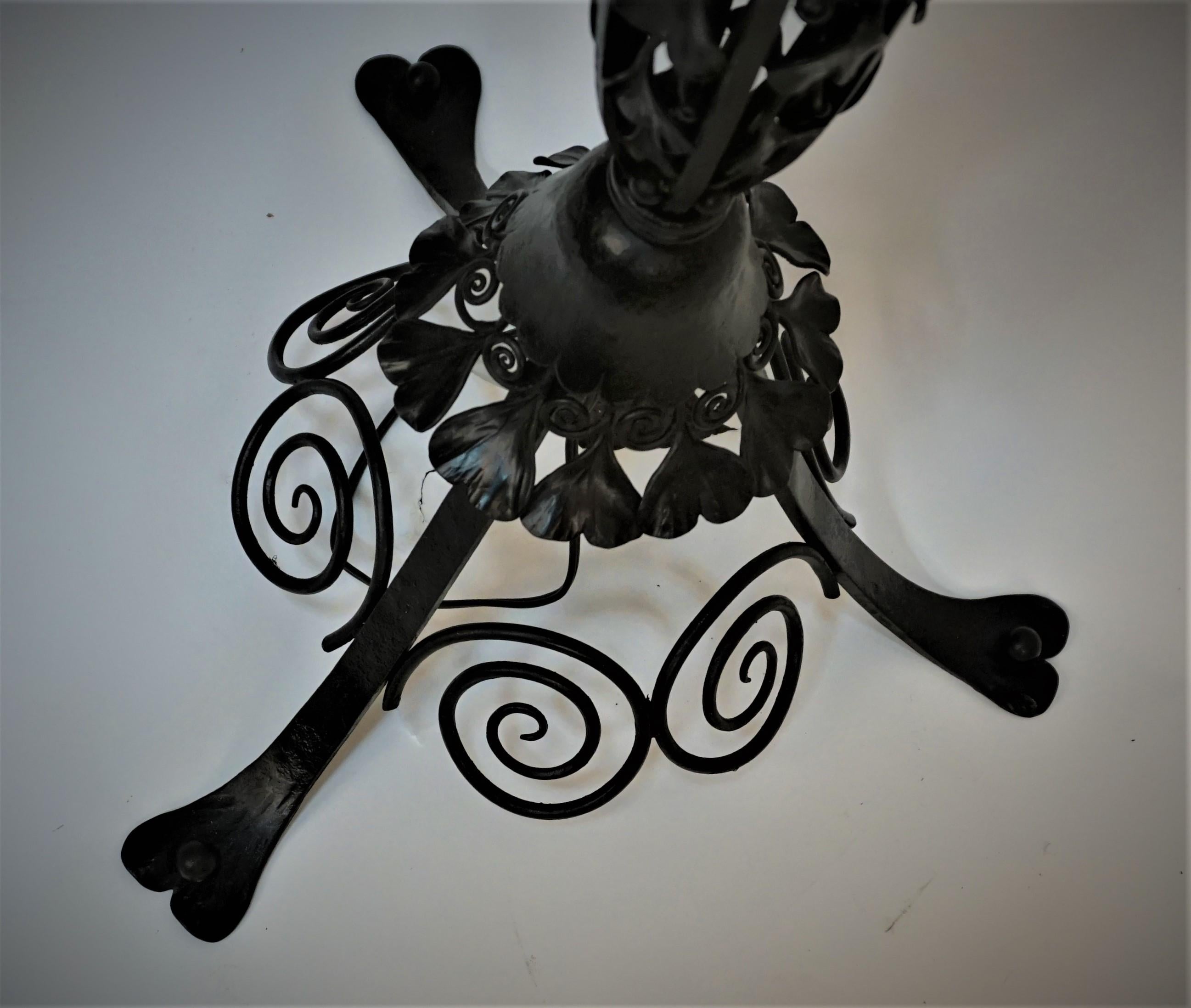 Art Glass French Art Nouveau/Deco Art glass Ginkgo Leaves Iron Floor Lamp