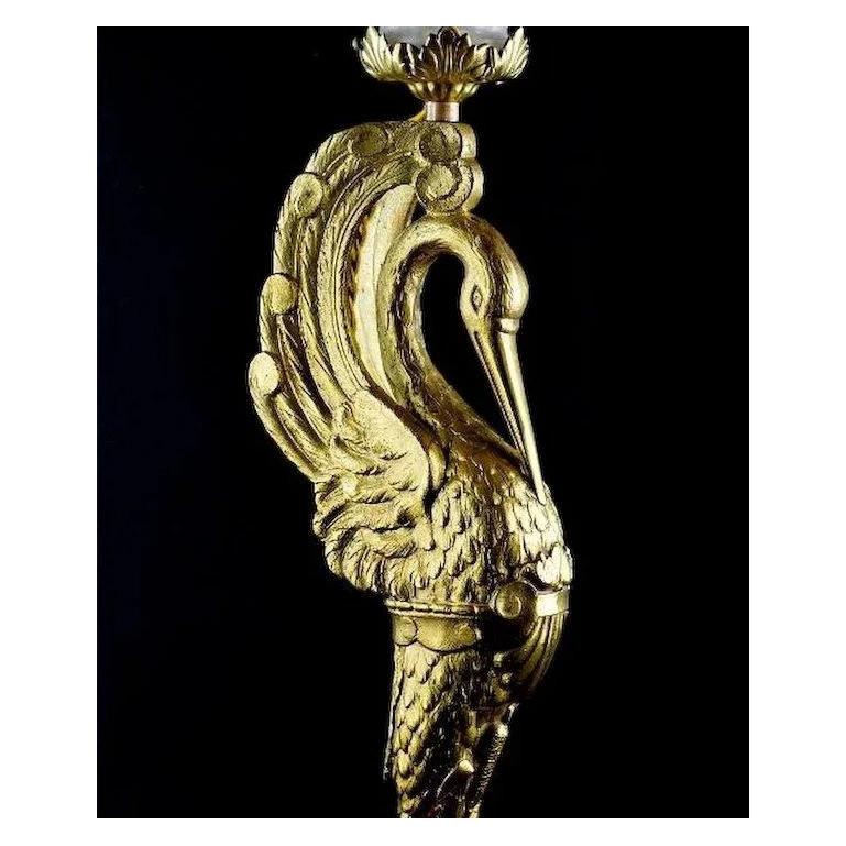 Early 20th Century French Art Nouveau / Deco Bronze Ibis Table Lamp, 1910-1920