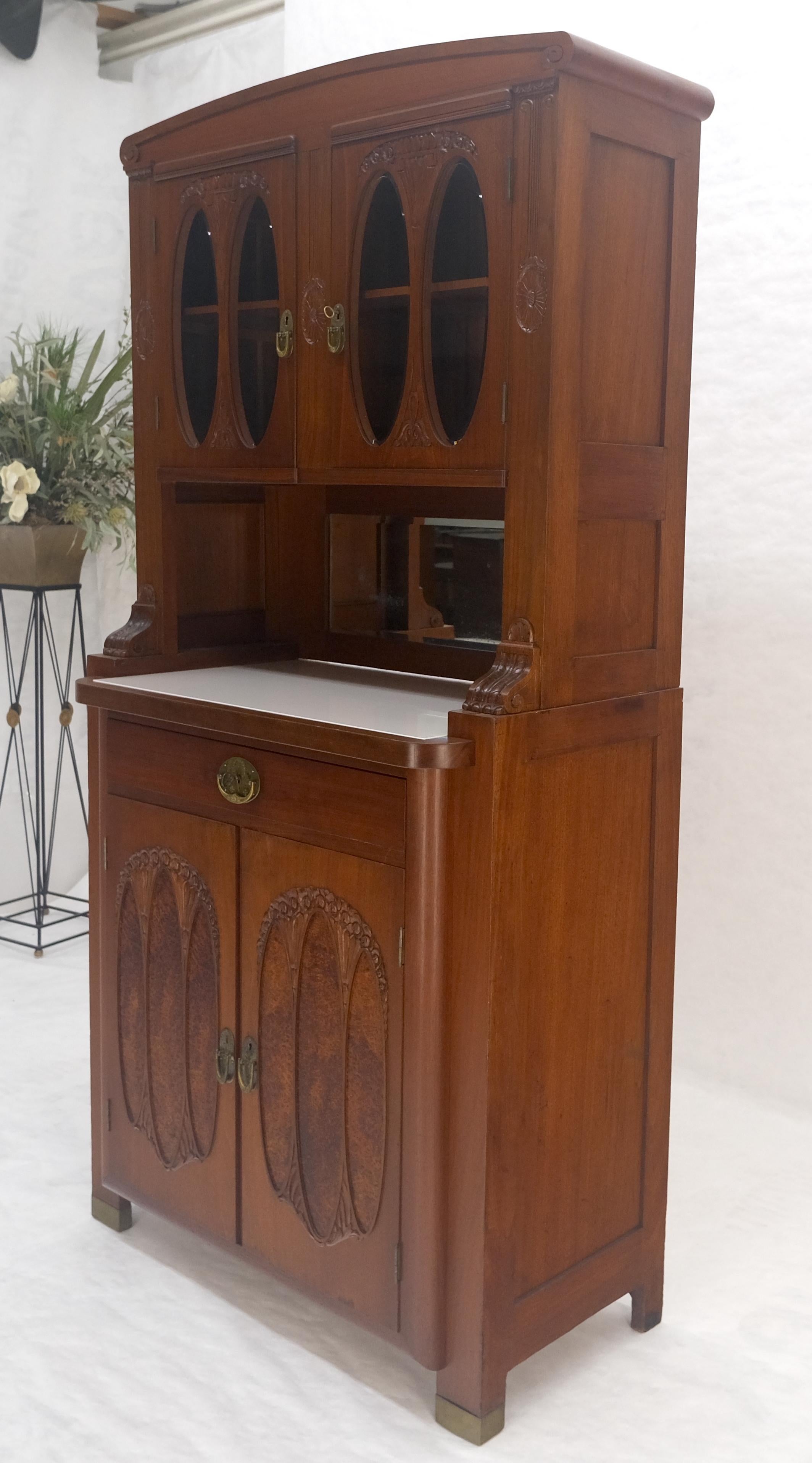 Francese Credenza francese Art Nouveau Deco in legno di noce e radica, alta 78