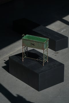 French Art Nouveau, Decorative Vintage Green Metal Garden Planter Box, 1920s