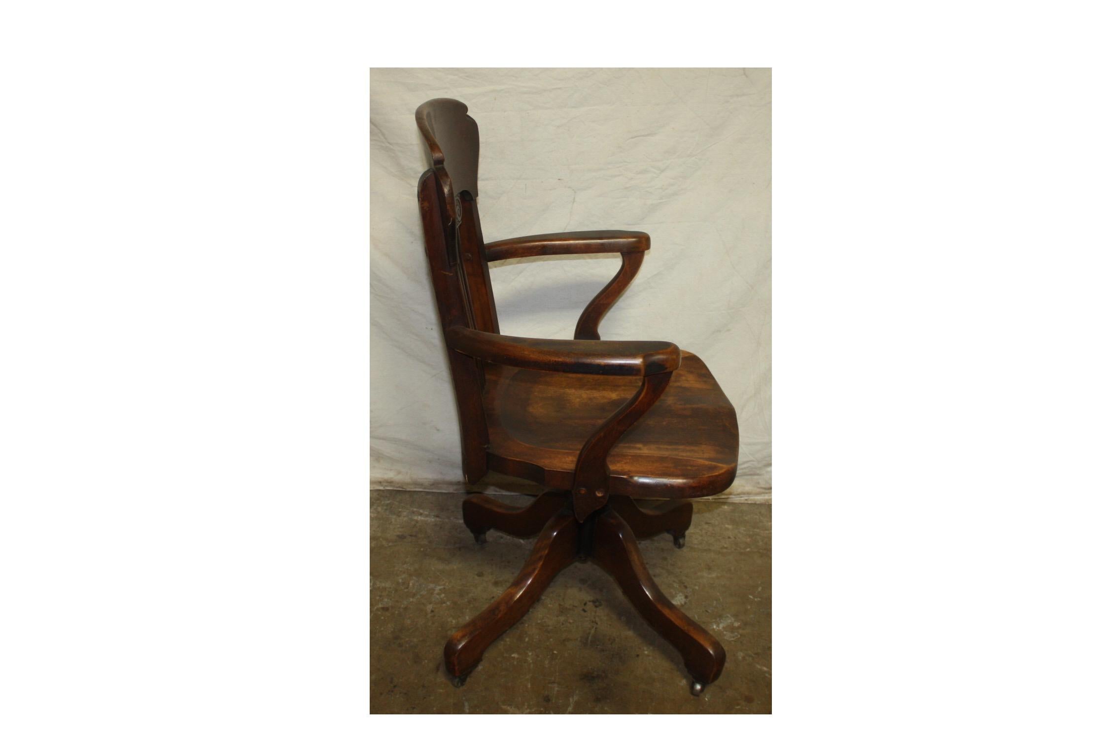 Walnut French Art Nouveau Desk Chair