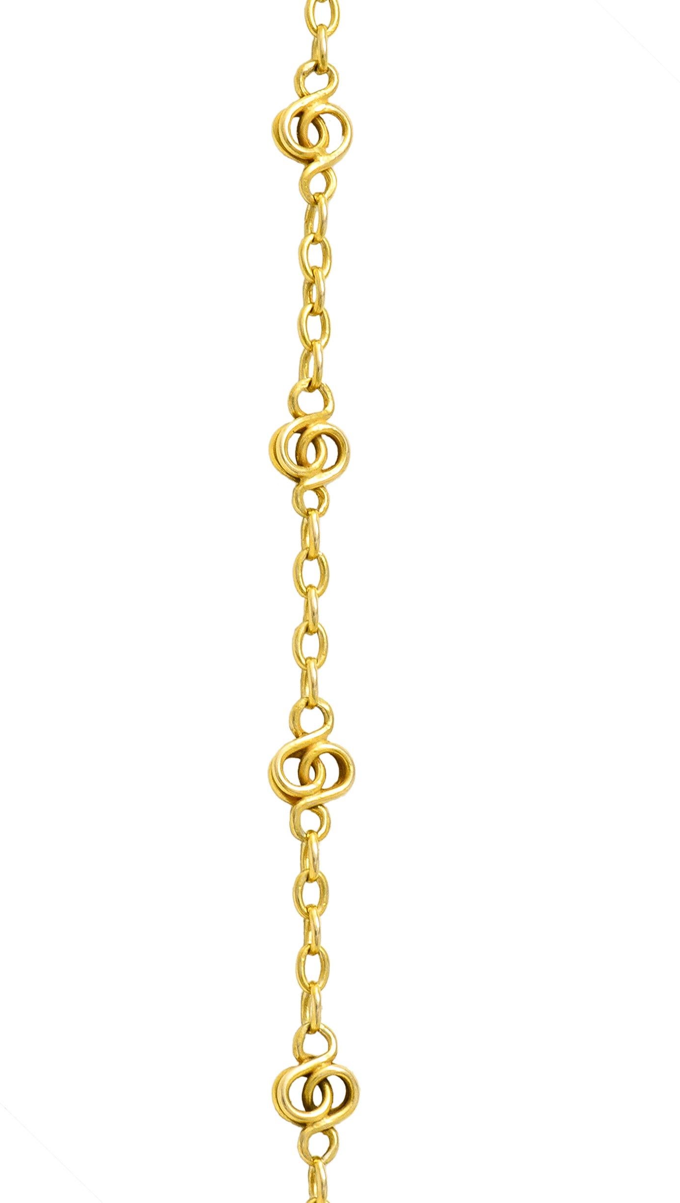 Collier d'antiquités de style Art nouveau français, en platine et jaune 18 carats avec diamants et émail en vente 2
