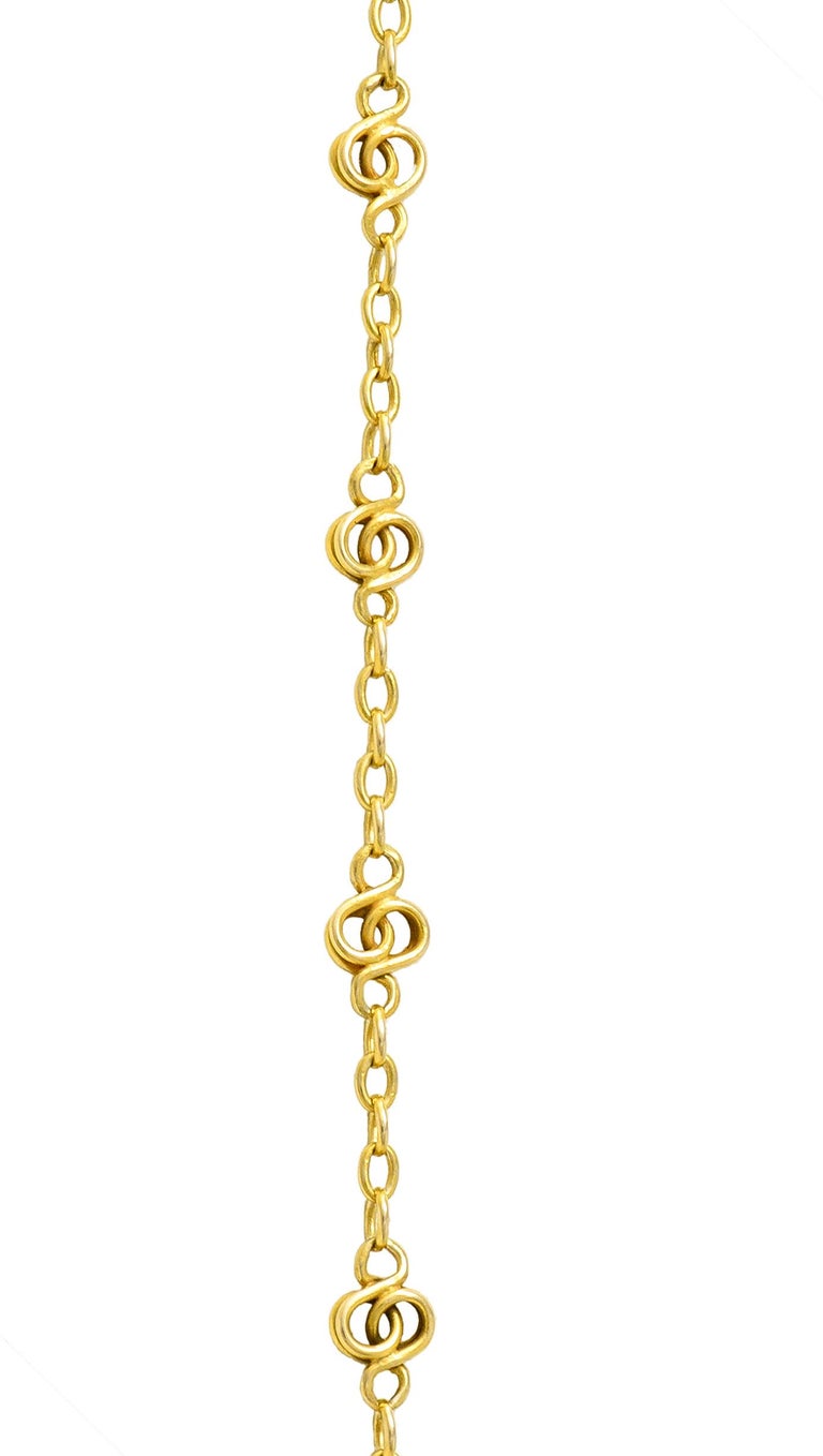 French Art Nouveau Diamond Enamel Platinum 18 Karat Yellow Antique Lady Necklace For Sale 2