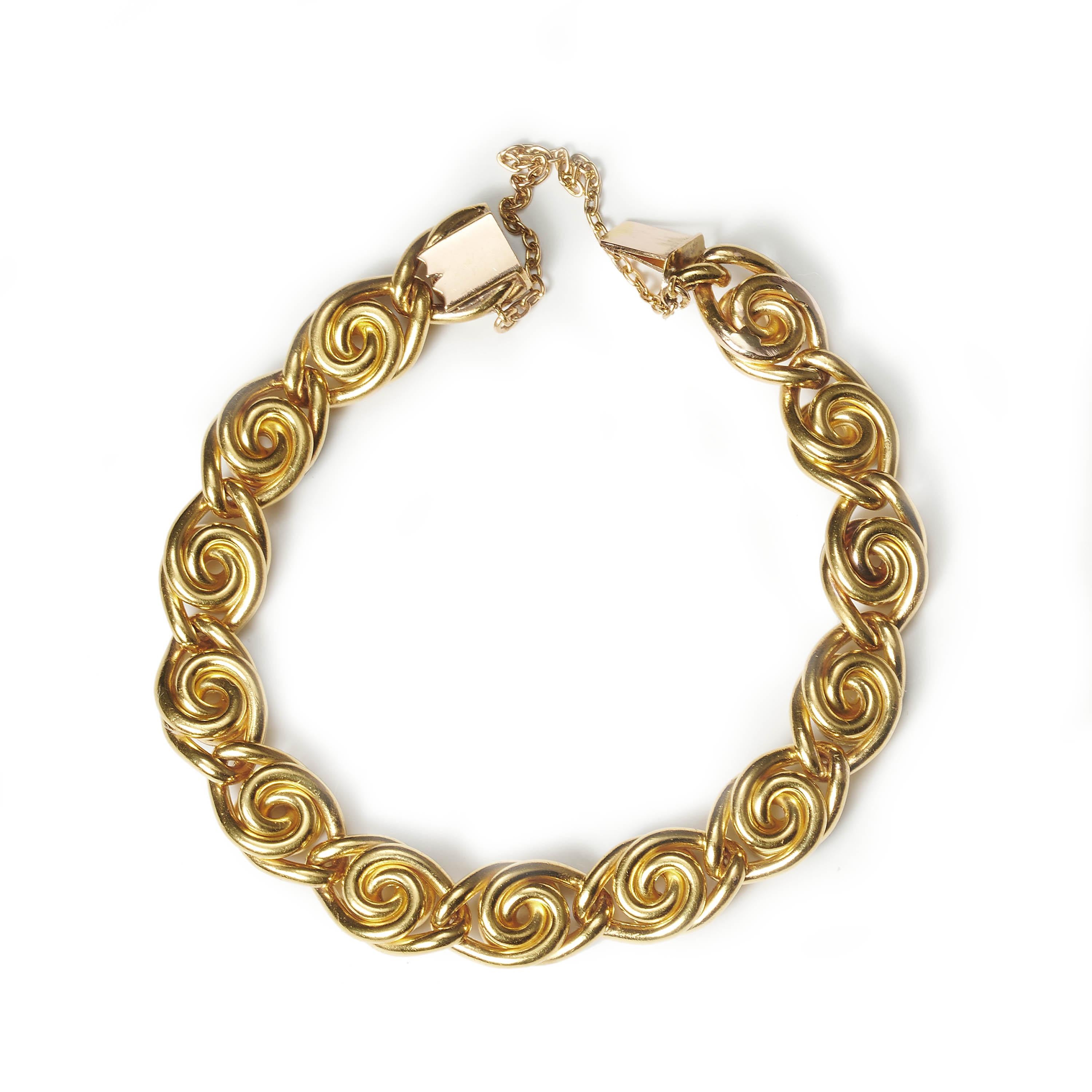 Women's French Art Nouveau Diamond, Platinum and Gold Bracelet, Circa 1900 For Sale