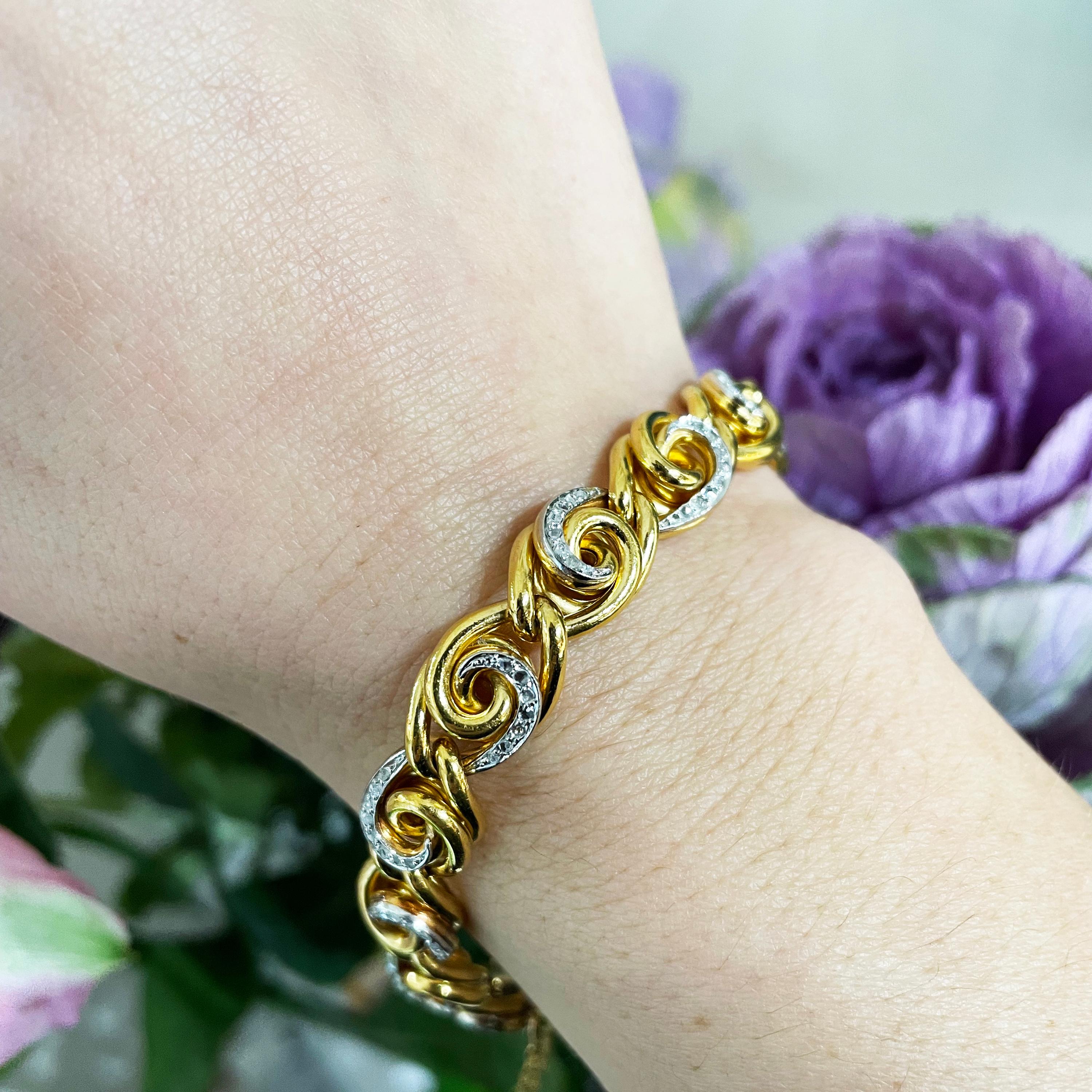 Französisches Art nouveau-Armband aus Diamanten, Platin und Gold mit Diamanten, um 1900 im Angebot 1