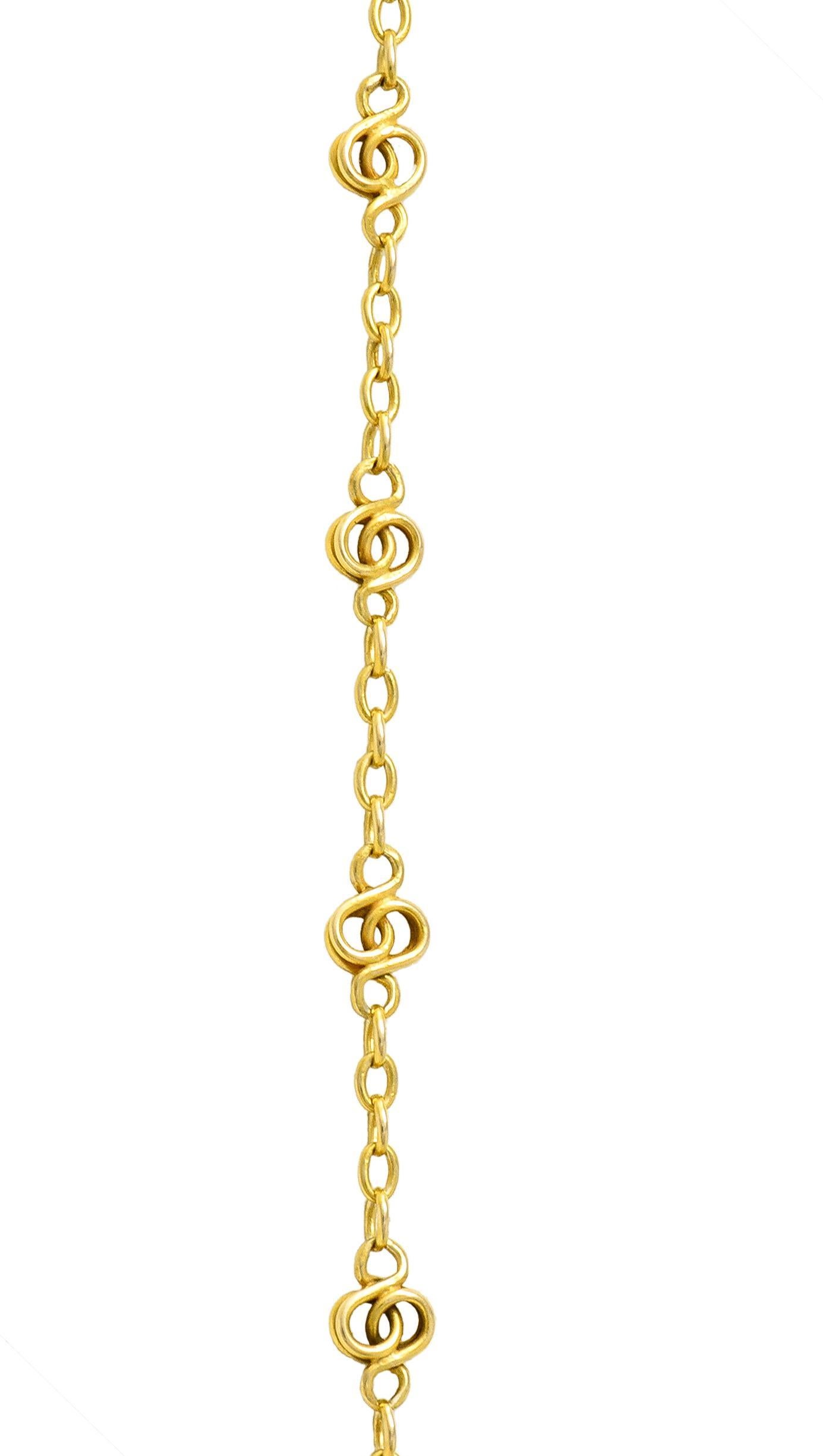 French Art Nouveau Diamond Plique-A-Jour Enamel Platinum 18 Karat Gold Necklace in vendita 1