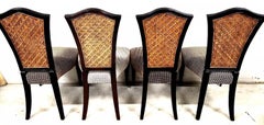 French Art Nouveau Dining Chairs Double Caned Set of 4