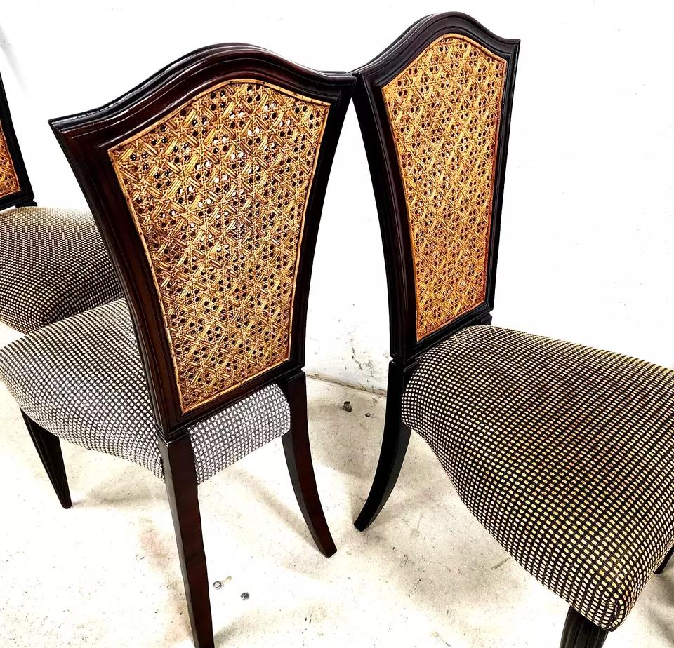 Vimini Sedie da pranzo francesi in stile Art Nouveau a doppia anfora, set di 4 pezzi in vendita