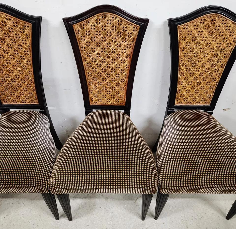 Velluto Sedie da pranzo francesi in stile Art Nouveau a doppia anfora, set di 4 pezzi in vendita