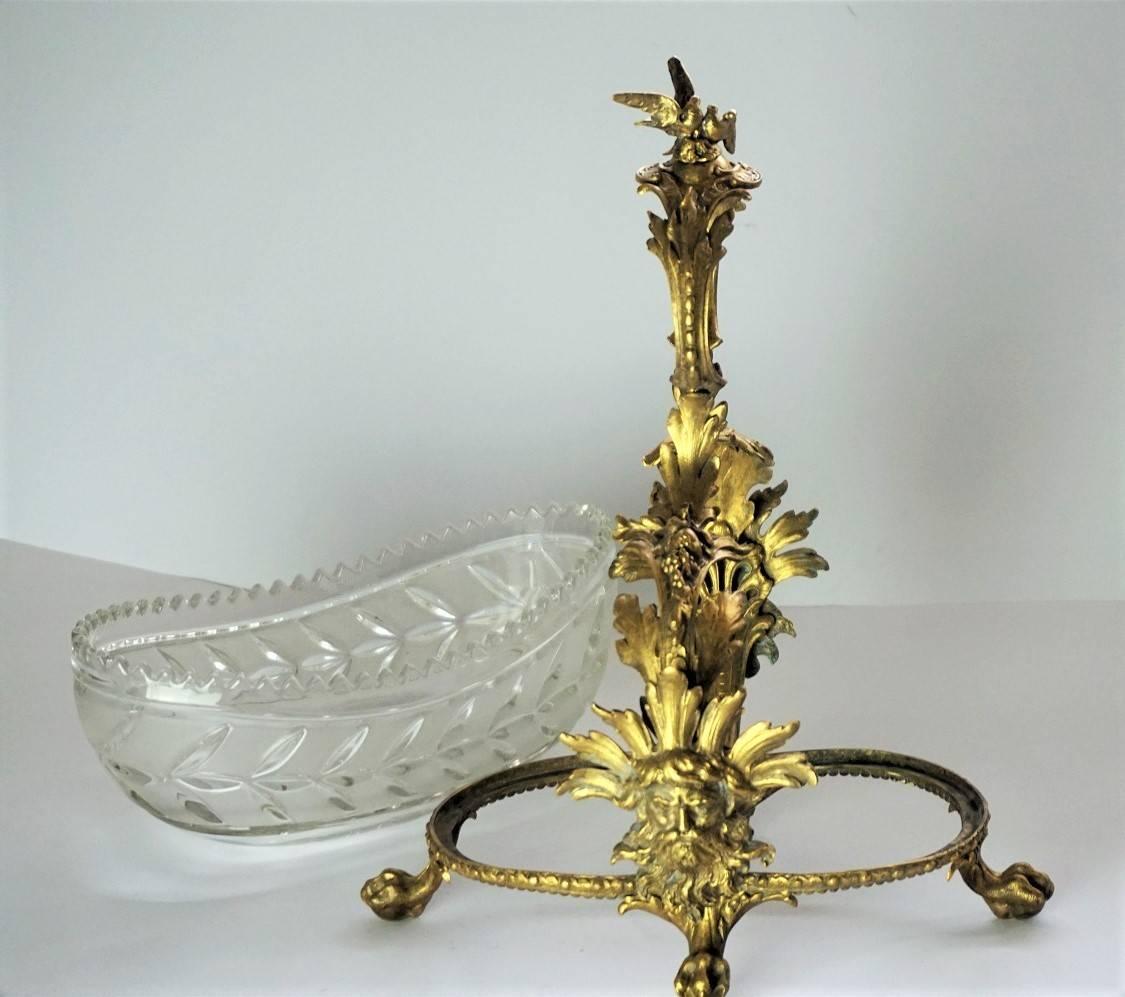 Early 20th Century French Empire Style Doré Bronze Cut Glass Basket Centerpiece 2