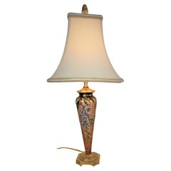 French Art Nouveau Dore Bronze Enamel over Copper Table Lamp