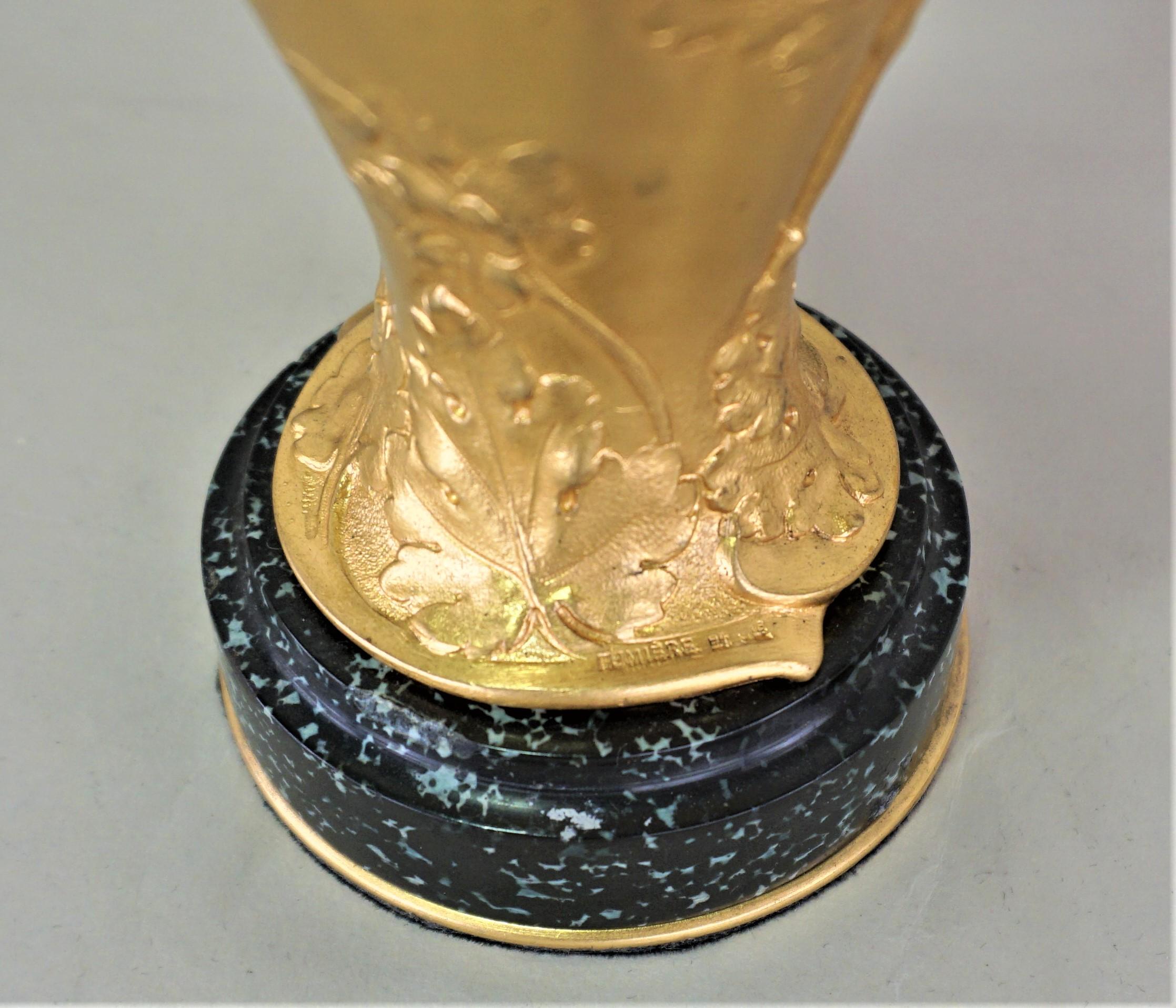 Bronze Lampe de bureau française Art Nouveau en bronze doré par Ernest Sanglan en vente