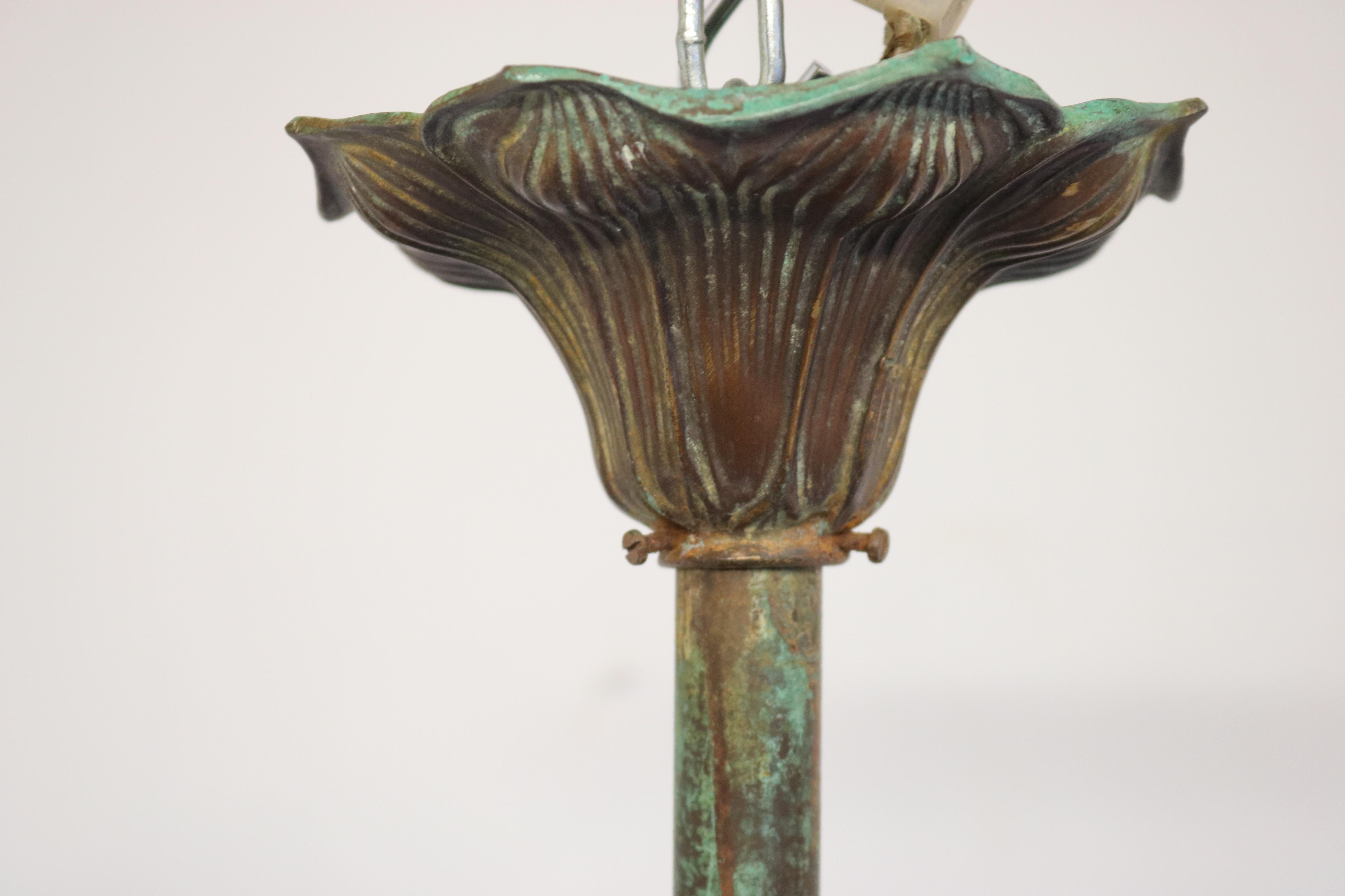 French Art Nouveau dragonfly chandelier 1900 Jugendstil Bronze Iridescent Glass 13