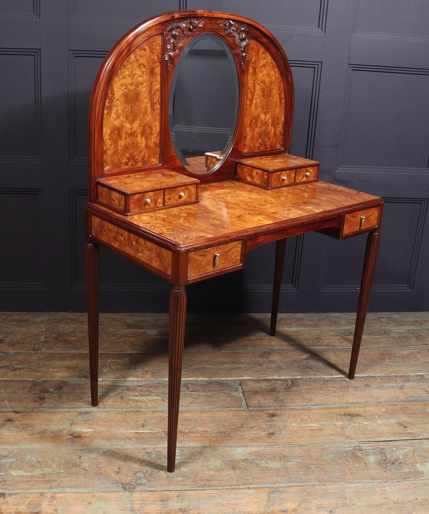 French Art Nouveau Dressing Table in Burr Elm 6