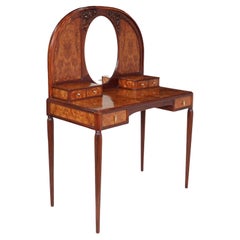 French Art Nouveau Dressing Table in Burr Elm