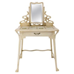 Tavolino da toeletta francese in stile Art Nouveau con specchio smussato, 1890 ca.