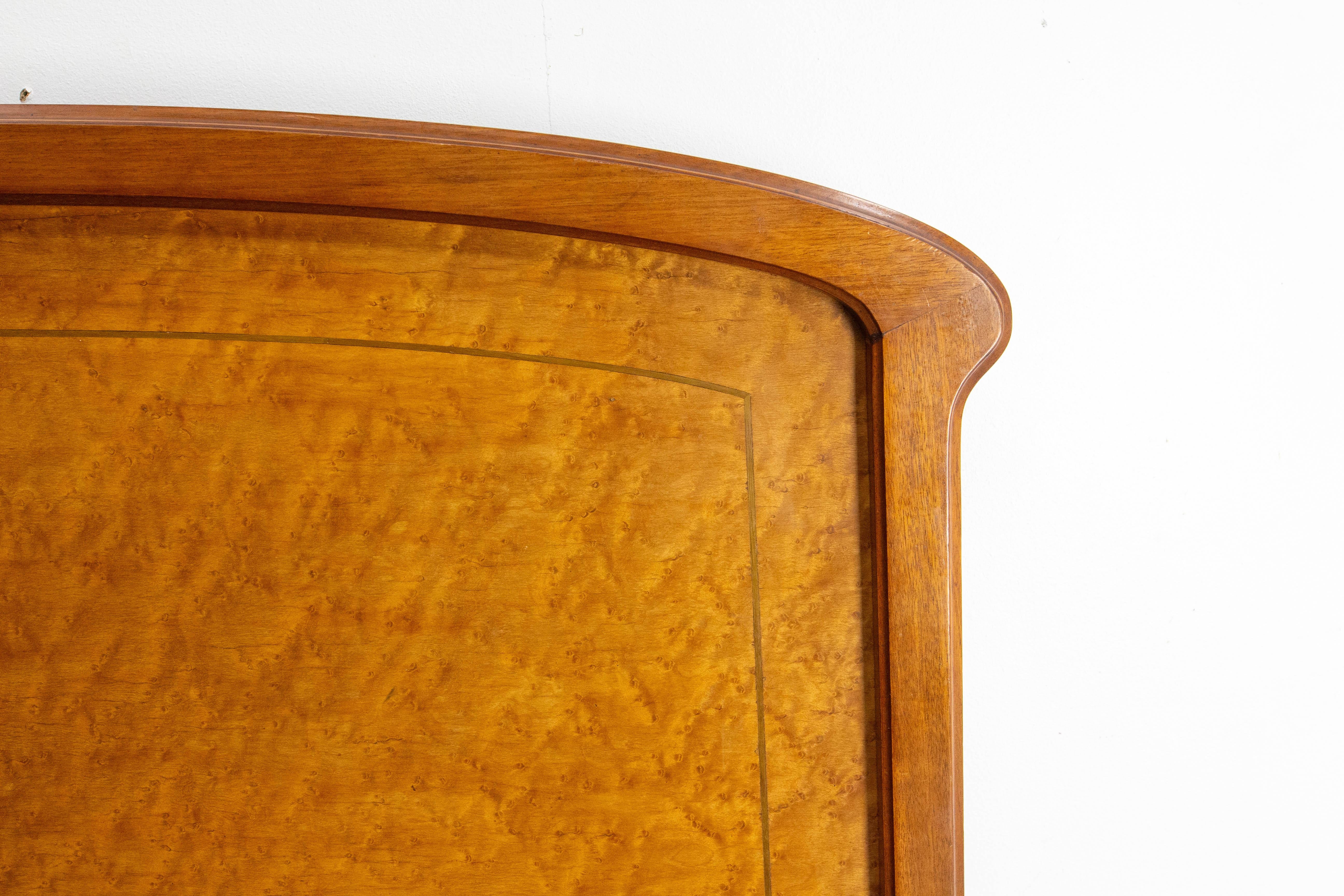 French Art Nouveau Elm Burr Bed Full Size or Double Bed, circa 1900 2