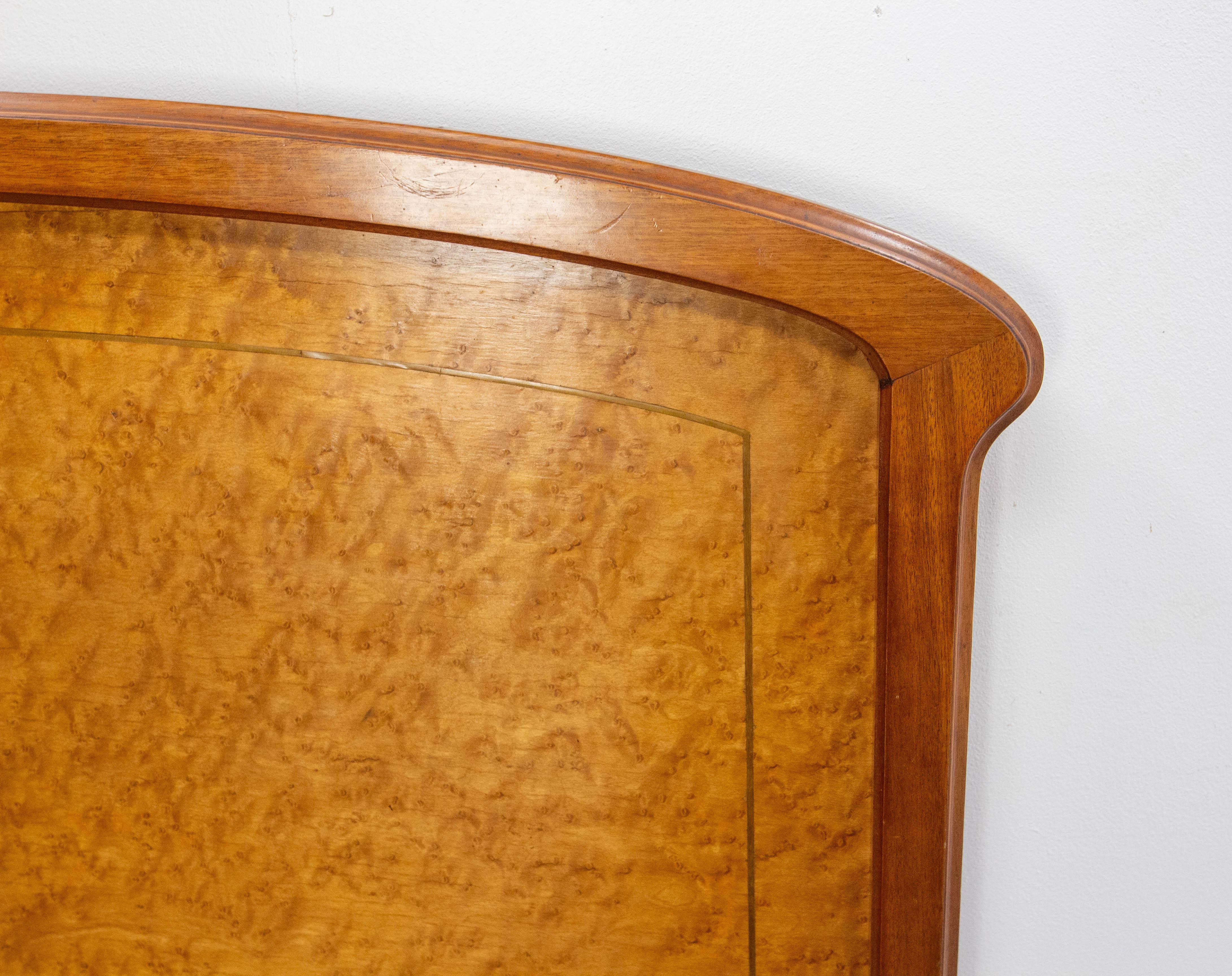 French Art Nouveau Elm Burr Bed Full Size or Double Bed, circa 1900 4