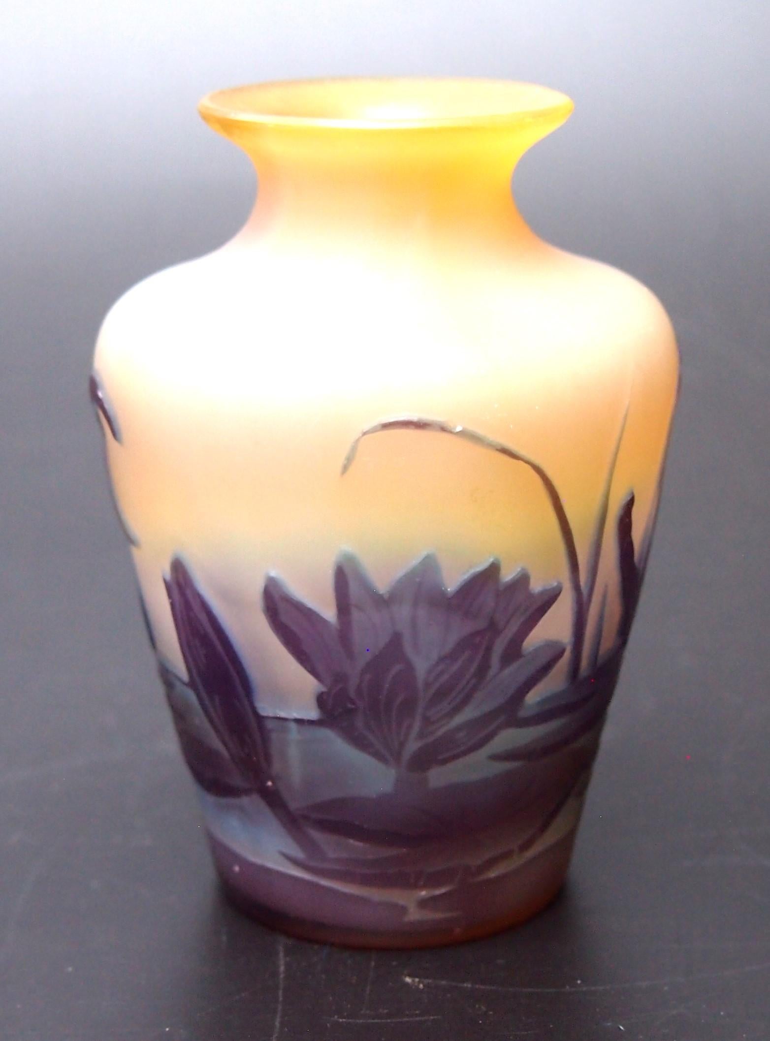 Vase en verre aquatique camée Emile Galle, Art Nouveau français  c1920 en vente 1