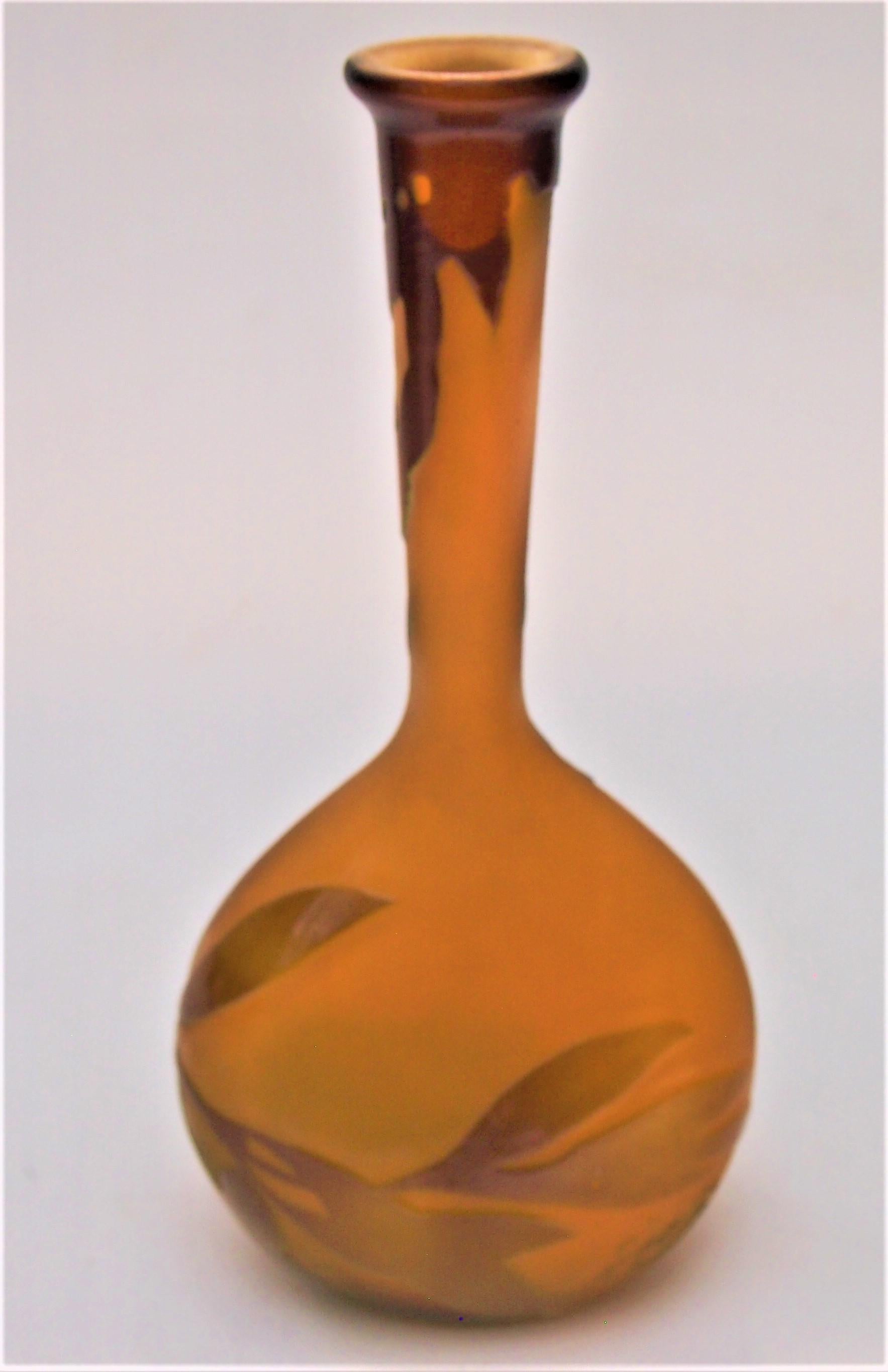 Art déco Vase en verre Cicada Banjo d'Emile Galle Art Glass, circa 1923 en vente