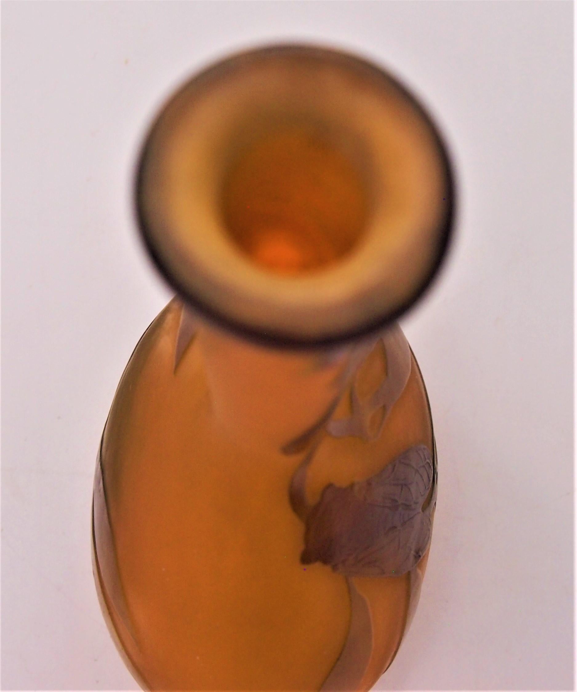 Début du 20ème siècle Vase en verre Cicada Banjo d'Emile Galle Art Glass, circa 1923 en vente